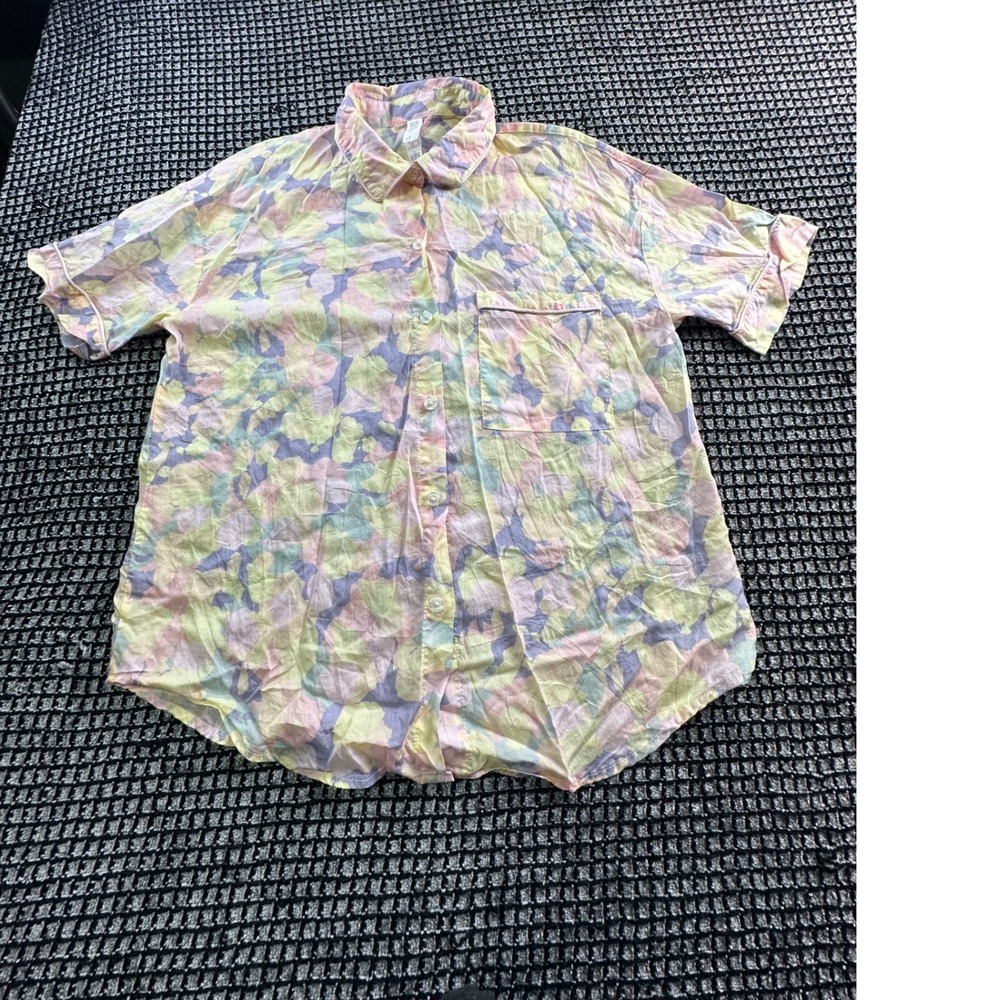 Stars Above Pajama‎ Top Womens Medium Pastel Watercolor Camo Excellent Lyocell